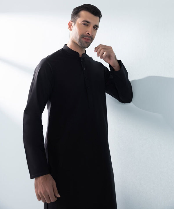 Embroidered Cotton Suit (Black)