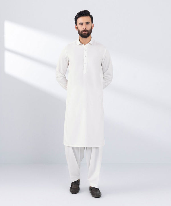 Embroidered Cotton Suit (White)