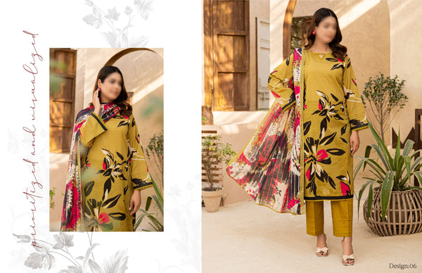 DIGITAL PRINT SLUB LAWN (YELLOW)