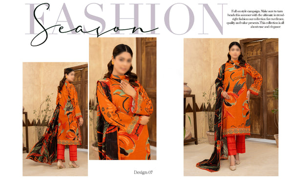 DIGITAL PRINT SLUB LAWN (ORANGE)