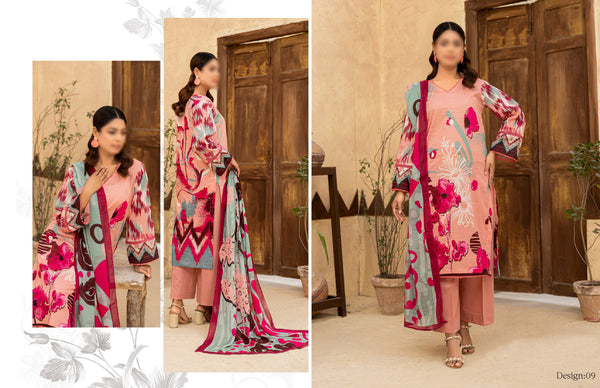 DIGITAL PRINT SLUB LAWN (PINK)